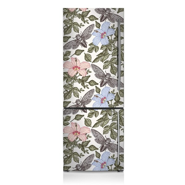 Kühlschrank matte Schmetterlinge und blumen