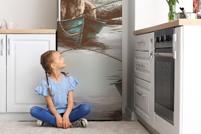 Kühlschrank matte Teddybär im boot