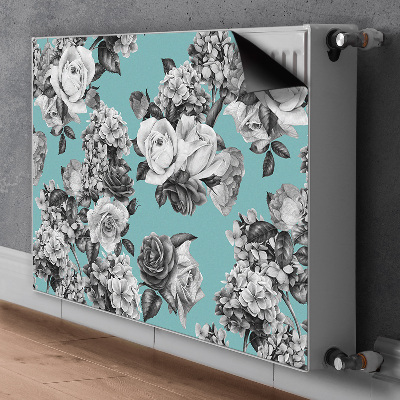 Magnet Heizkörperverkleidung Schwarz-weiß-rosen
