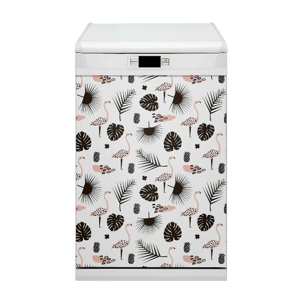 Dekorativer Magnet für eine Spülmaschine Blätter und Flamingos