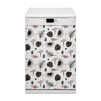Dekorativer Magnet für eine Spülmaschine Blätter und Flamingos