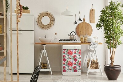 Dekorativer Magnet für eine Spülmaschine rote Blumen