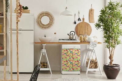 Dekorativer Magnet für eine Spülmaschine Farbenfrohe Blumen