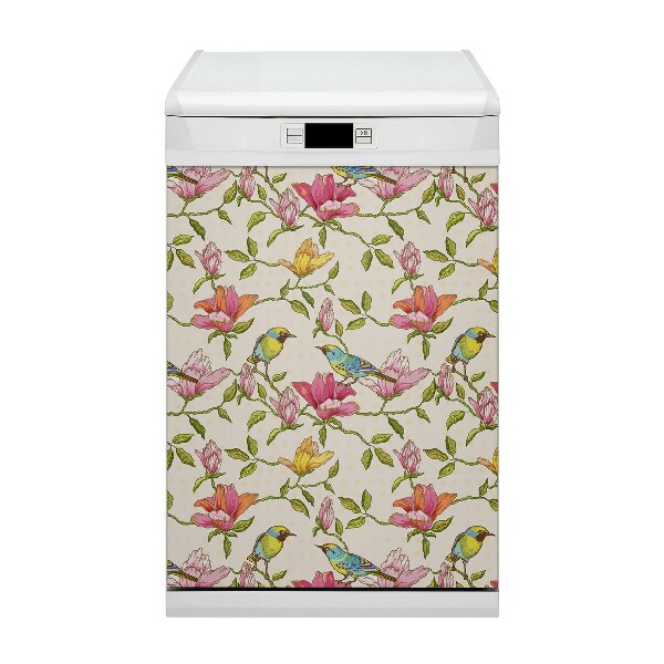 Dekorativer Magnet für eine Spülmaschine Blumen und Vögel