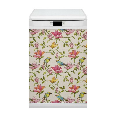 Dekorativer Magnet für eine Spülmaschine Blumen und Vögel