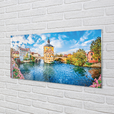 Acrylglasbilder Deutschland alte brücken des flusses in der stadt