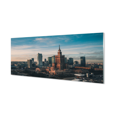 Acrylglasbilder Panorama des sonnenaufgangs wolkenkratzer in warschau