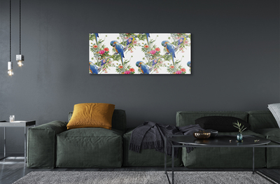 Acrylglasbilder Vögel auf einem zweig mit blumen