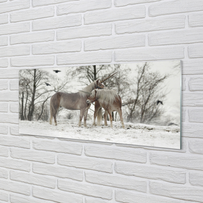 Acrylglasbilder Unicorns winterwald