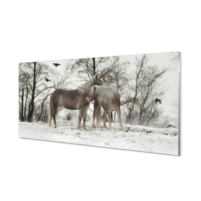 Acrylglasbilder Unicorns winterwald