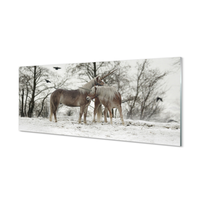 Acrylglasbilder Unicorns winterwald