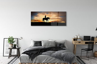 Acrylglasbilder Frau auf einhorn sonnenuntergang sonne