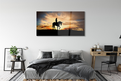 Acrylglasbilder Frau auf einhorn sonnenuntergang sonne