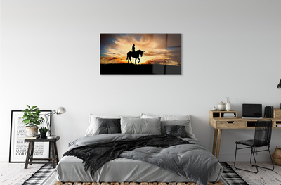 Acrylglasbilder Frau auf einhorn sonnenuntergang sonne