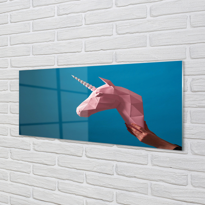 Acrylglasbilder Origami einhorn rosa