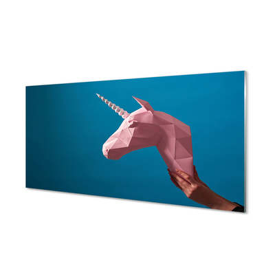 Acrylglasbilder Origami einhorn rosa