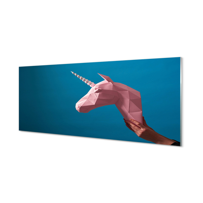 Acrylglasbilder Origami einhorn rosa