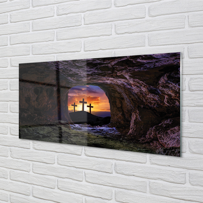 Acrylglasbilder Sonnenuntergang kreuz sonne