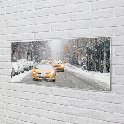 Acrylglasbilder Town car schnee winter