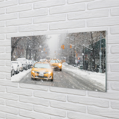 Acrylglasbilder Town car schnee winter