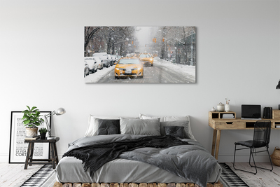 Acrylglasbilder Town car schnee winter