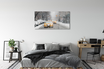 Acrylglasbilder Town car schnee winter