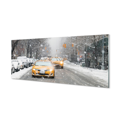 Acrylglasbilder Town car schnee winter