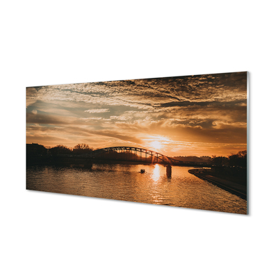 Acrylglasbilder Sonnenuntergang river bridge krakow