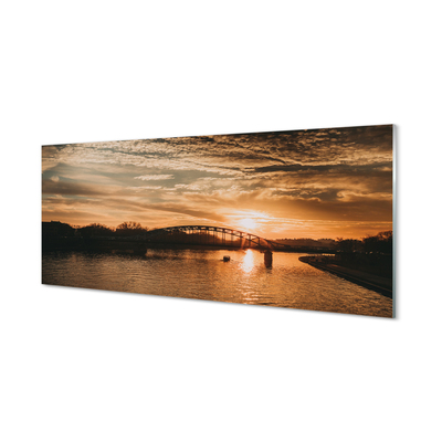 Acrylglasbilder Sonnenuntergang river bridge krakow