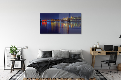 Acrylglasbilder Warschau nacht flussbrücke