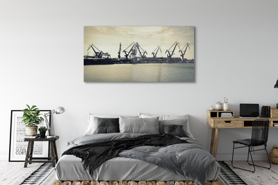 Acrylglasbilder Fluss danziger werftkräne