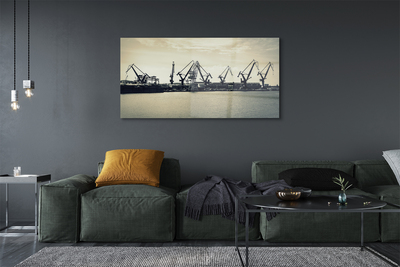 Acrylglasbilder Fluss danziger werftkräne