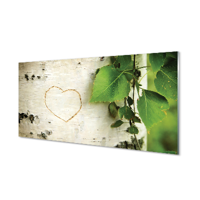 Acrylglasbilder Herz birkenblätter