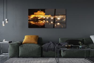 Acrylglasbilder Rom brücke fluss nacht
