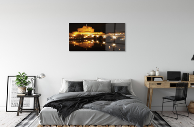 Acrylglasbilder Rom brücke fluss nacht