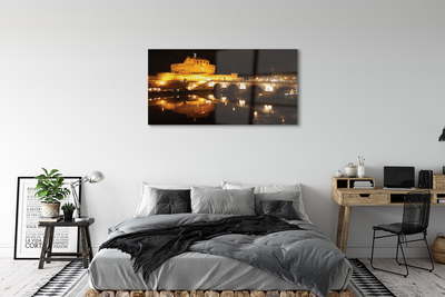 Acrylglasbilder Rom brücke fluss nacht