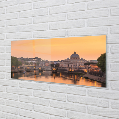 Acrylglasbilder Rom sonnenuntergang fluss überbrückt gebäude