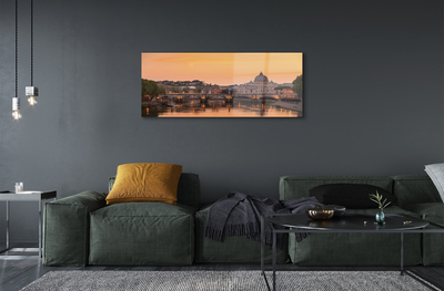 Acrylglasbilder Rom sonnenuntergang fluss überbrückt gebäude