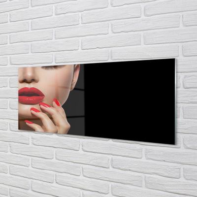 Acrylglasbilder Frau mit den roten lippen und nägel