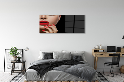 Acrylglasbilder Frau mit den roten lippen und nägel