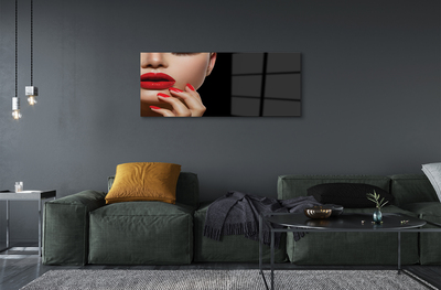 Acrylglasbilder Frau mit den roten lippen und nägel