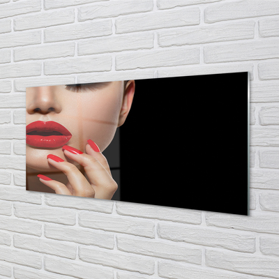 Acrylglasbilder Frau mit den roten lippen und nägel