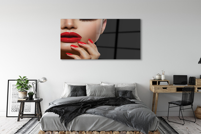 Acrylglasbilder Frau mit den roten lippen und nägel