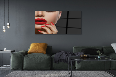 Acrylglasbilder Frau mit den roten lippen und nägel