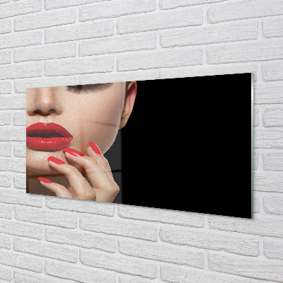 Acrylglasbilder Frau mit den roten lippen und nägel
