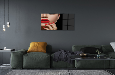 Acrylglasbilder Frau mit den roten lippen und nägel