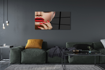 Acrylglasbilder Frau mit den roten lippen und nägel