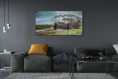 Acrylglasbilder Auto wolken berge feld