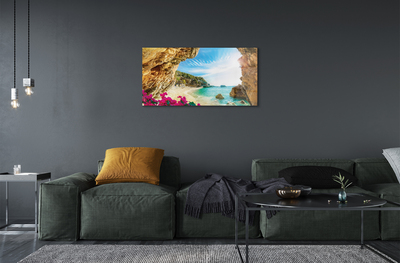 Acrylglasbilder Griechenland küste klippen blumen