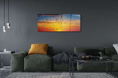 Acrylglasbilder Vögel auf sonnenuntergang seile